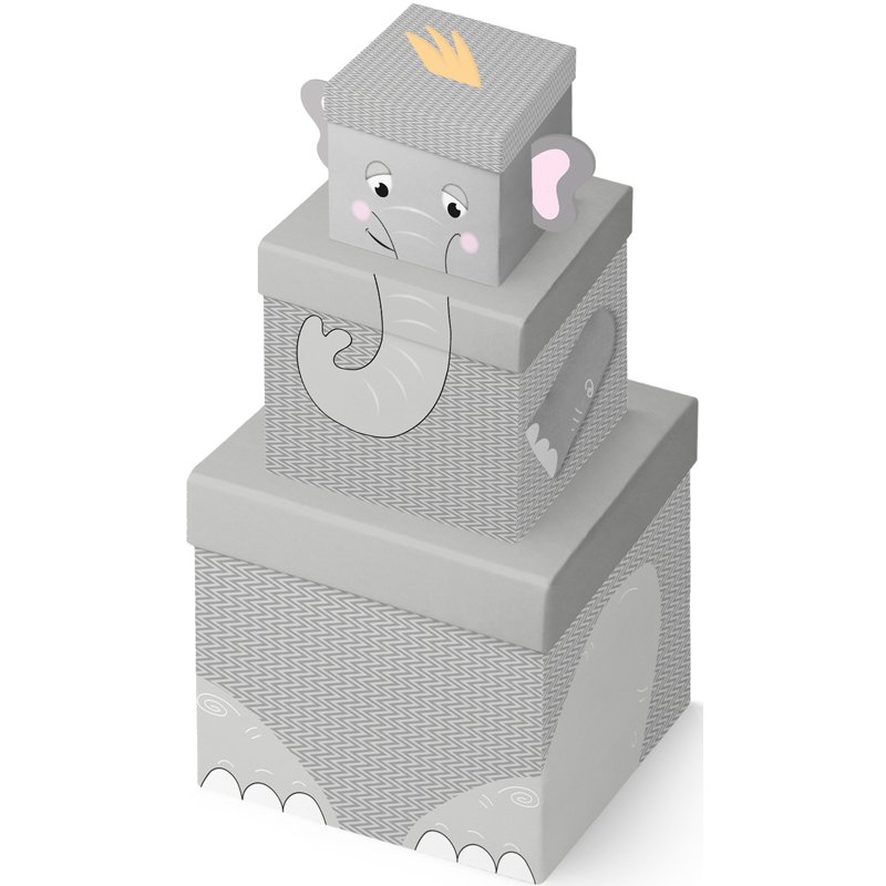 3PC PLUSH ELEPHANT GIFT BOX