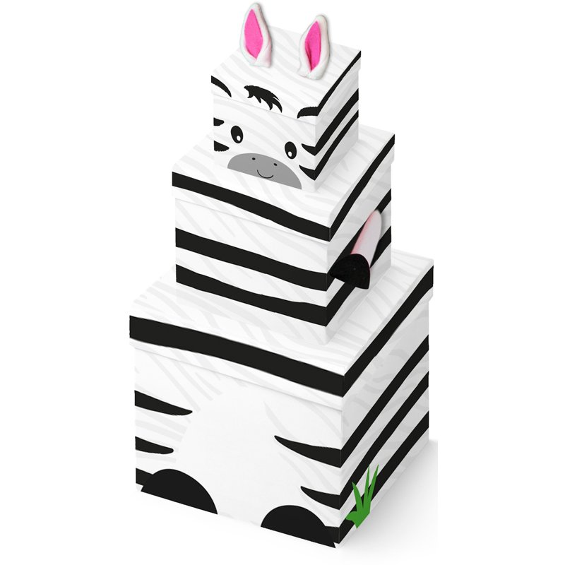 3PC PLUSH ZEBRA GIFT BOX