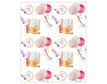 CAKE & BALLOONS ACQUIRE GIFTWRAP 24S