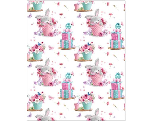 FLORAL BUNNY ACQUIRE GIFTWRAP 24S