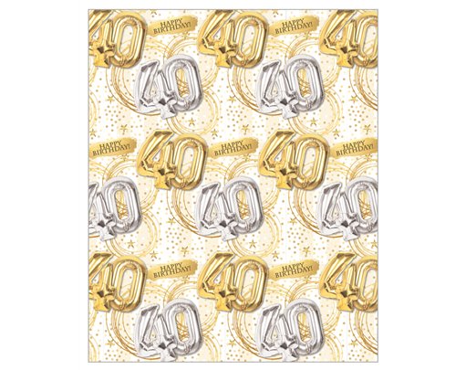 40TH BIRTHDAY ACQUIRE GIFTWRAP 24S