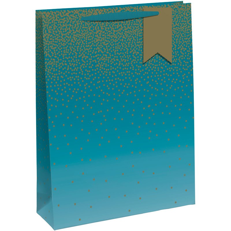 TEAL OMBRE WIDE GUSSET XLG GIFT BAG 6S