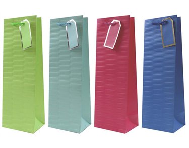 4ASST EMBOSSED BRIGHTS BOTTLE BAG 12S