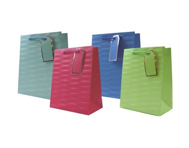 4ASST EMBOSSED BRIGHTS MEDIUM GIFT BAG 12S