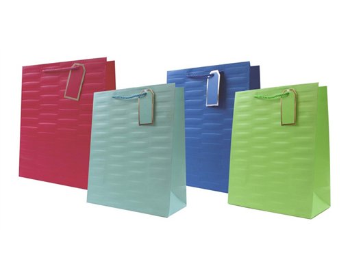 4ASST EMBOSSED BRIGHTS LARGE GIFT BAG 12S