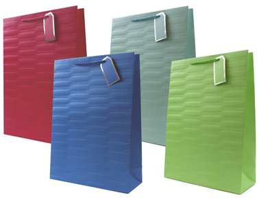4ASST EMBOSSED BRIGHTS XLG GIFT BAG 12S
