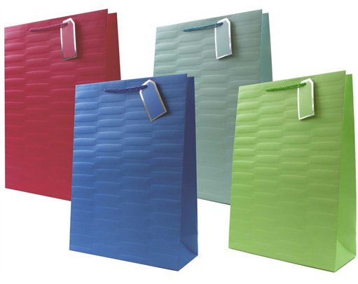 4ASST EMBOSSED BRIGHTS XLG GIFT BAG 12S