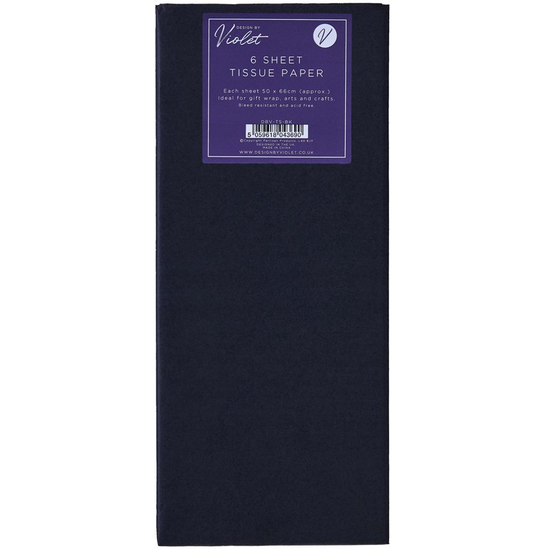 6PK BLACK TISSUE PAPER SHEETS 12S