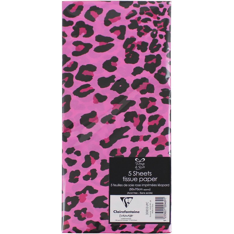 5PK PINK LEOPARD PRINT TISSUE SHEETS 12S