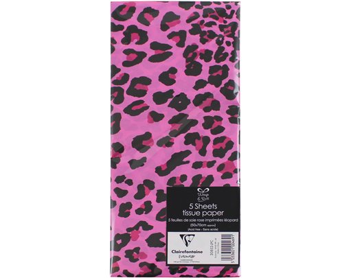 5PK PINK LEOPARD PRINT TISSUE SHEETS 12S