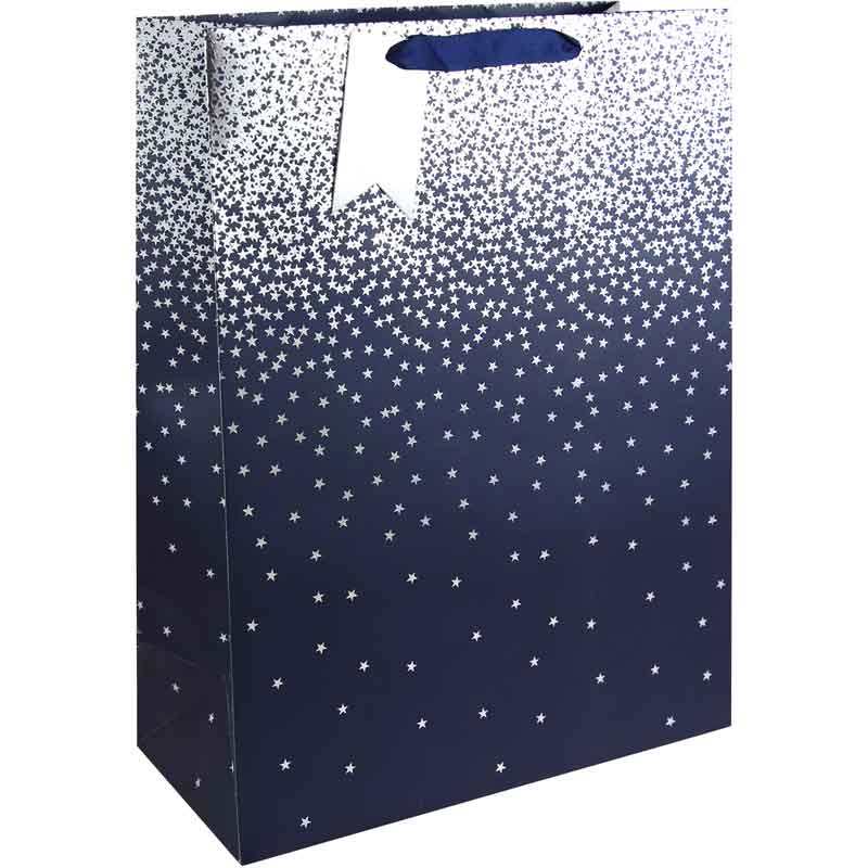 NAVY OMBRE XLG WIDE GUSSET GIFT BAG 6S