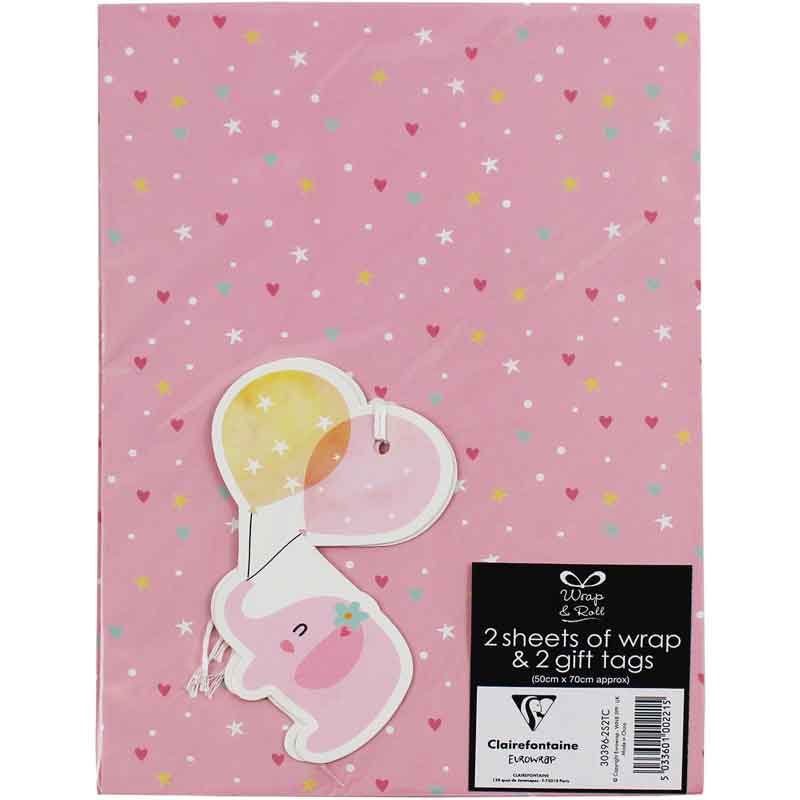 BABY GIRL FOLDED GIFTWRAP AND TAGS