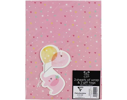 BABY GIRL FOLDED GIFTWRAP AND TAGS