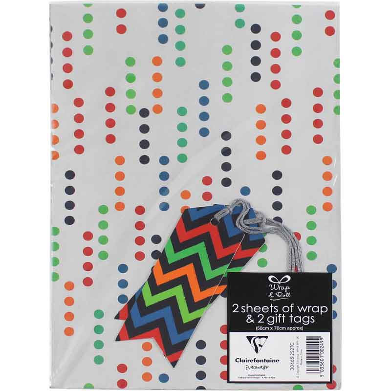 MALE SPOT FOLDED GIFTWRAP AND TAGS