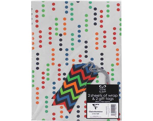 MALE SPOT FOLDED GIFTWRAP AND TAGS
