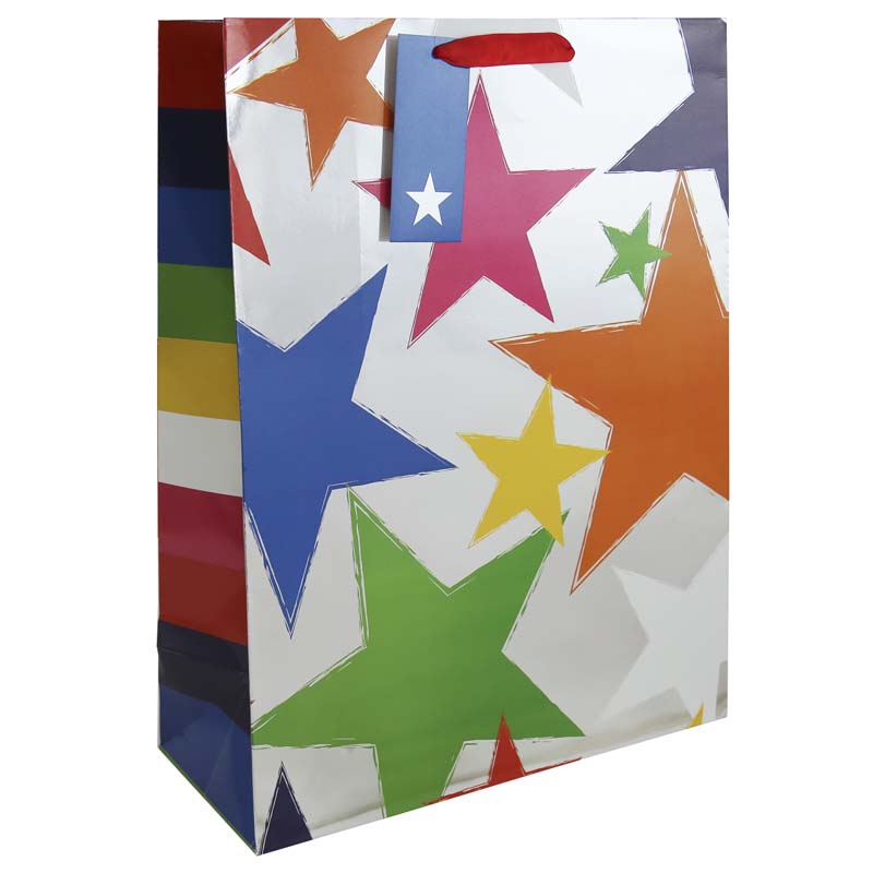 MULTICOLOURED STARS XLG GIFT BAG 6S