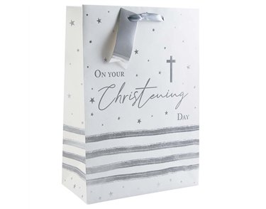 KRAFT CHRISTENING WIDE GUSSET XLG GIFT BAG 6S