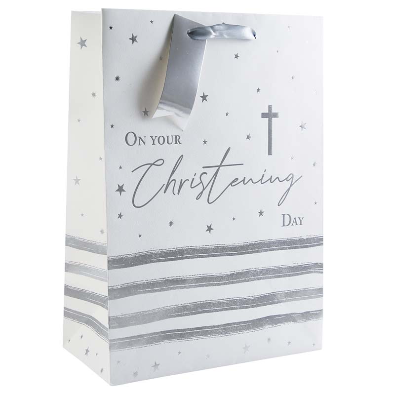 KRAFT CHRISTENING WIDE GUSSET XLG GIFT BAG 6S