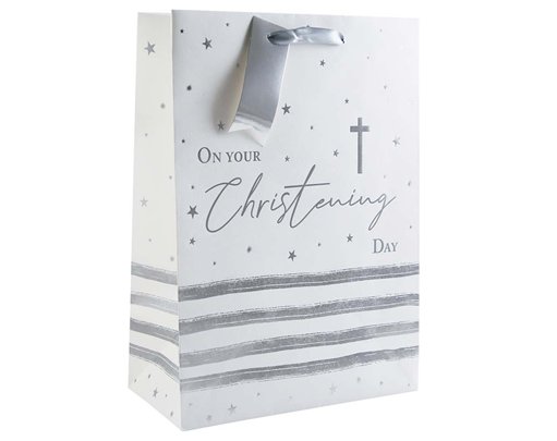KRAFT CHRISTENING WIDE GUSSET XLG GIFT BAG 6S