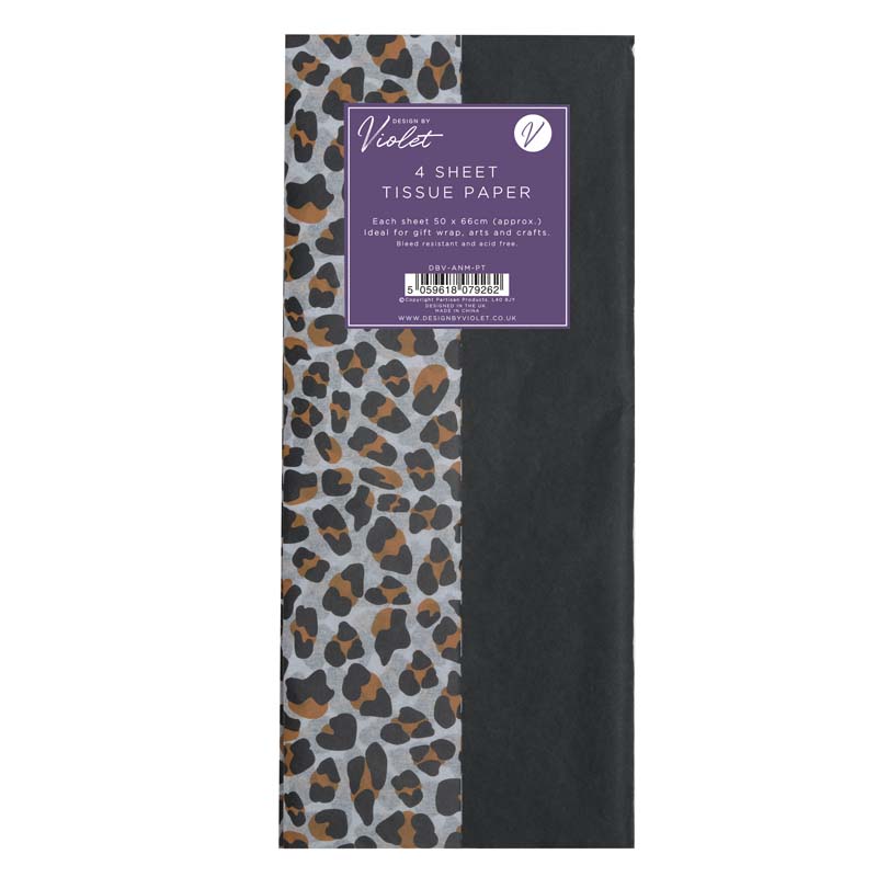 4PC ANIMAL PRINT &  BLACK TISSUE SHEETS 12S
