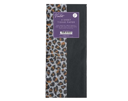 4PC ANIMAL PRINT &  BLACK TISSUE SHEETS 12S
