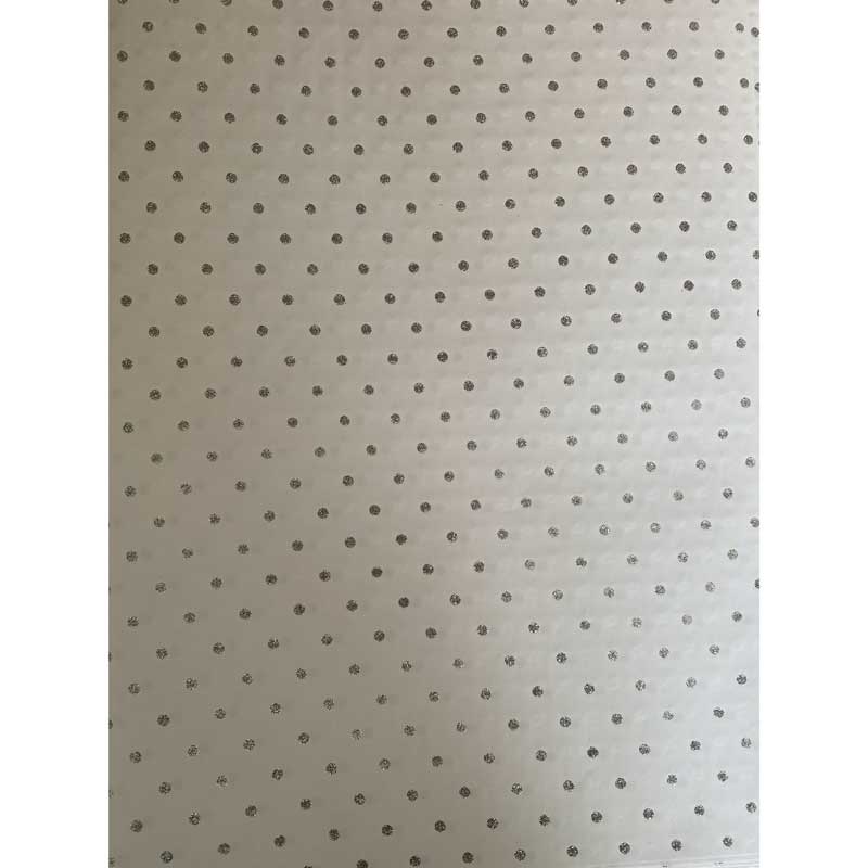 WITH LOVE MINI SPOTS SILVER ON WHITE GLITTER FLATWRAP 25S
