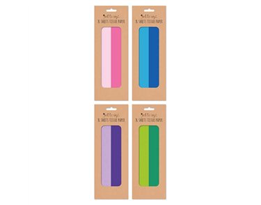 8 SHEETS ASSORTED PLAIN TISSUE PAPER 12S