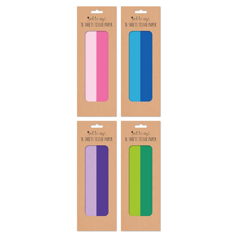 8 SHEETS ASSORTED PLAIN TISSUE PAPER 12S