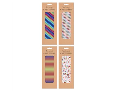 6 SHEETS PRINTED DESIGNS TISSUE PAPER 12S