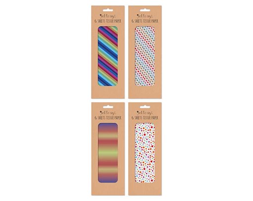 6 SHEETS PRINTED DESIGNS TISSUE PAPER 12S