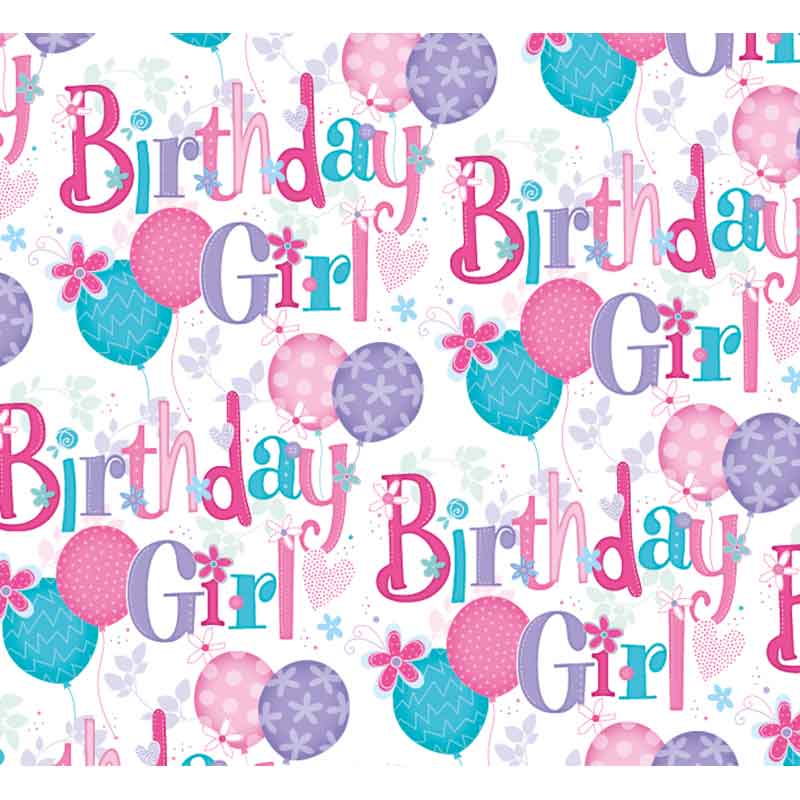 OPEN BIRTHDAY FEMALE WITH BALLOONS GIFTWRAP WITH 12 FREE TAGS 24S