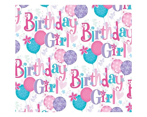 OPEN BIRTHDAY FEMALE WITH BALLOONS GIFTWRAP WITH 12 FREE TAGS 24S