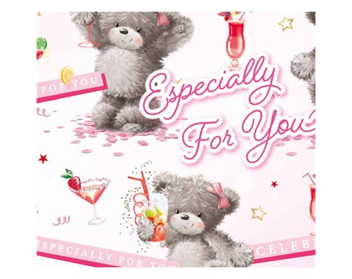OPEN DAISY BEAR WITH COCKTAIL GIFTWRAP WITH 12 FREE TAGS 24S