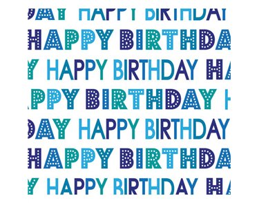 OPEN HAPPY BIRTHDAY TEXT GIFTWRAP WITH 12 FREE TAGS 24S