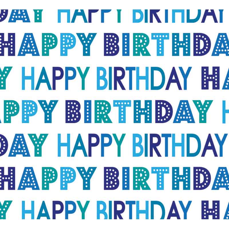 OPEN HAPPY BIRTHDAY TEXT GIFTWRAP WITH 12 FREE TAGS 24S