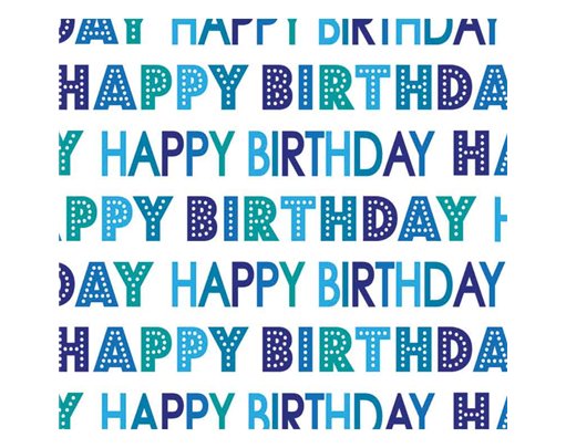 OPEN HAPPY BIRTHDAY TEXT GIFTWRAP WITH 12 FREE TAGS 24S