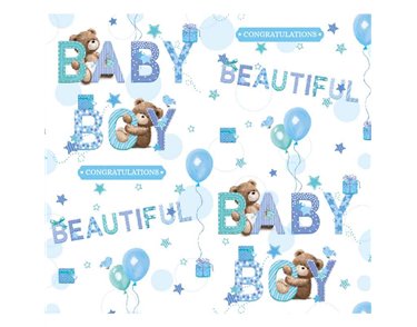 BIRTH CONGRATULATIONS JACOB BEAR GIFTWRAP WITH 12 FREE TAGS 24S