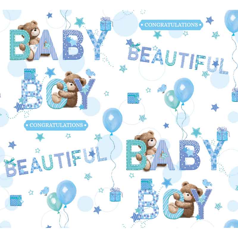 BIRTH CONGRATULATIONS JACOB BEAR GIFTWRAP WITH 12 FREE TAGS 24S