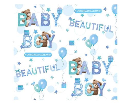BIRTH CONGRATULATIONS JACOB BEAR GIFTWRAP WITH 12 FREE TAGS 24S