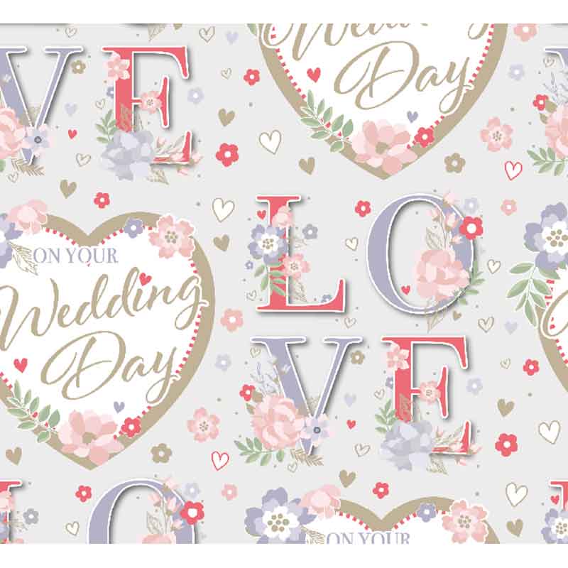 WEDDING DAY LOVE GIFTWRAP WITH 12 FREE TAGS 24S