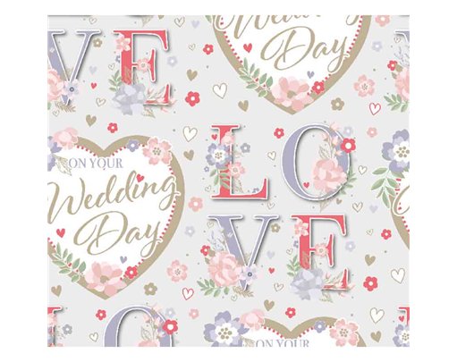 WEDDING DAY LOVE GIFTWRAP WITH 12 FREE TAGS 24S