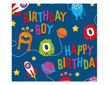 OPEN MONSTERS/ALIENS GIFTWRAP WITH 12 FREE TAGS 24S