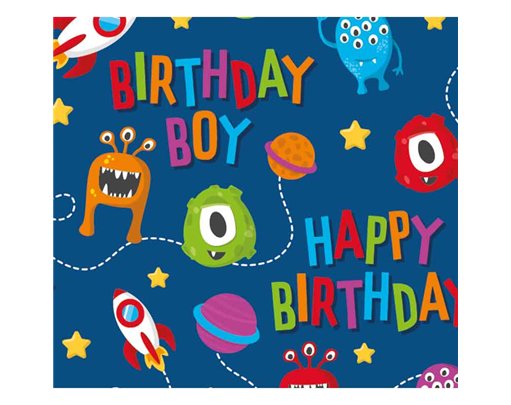 OPEN MONSTERS/ALIENS GIFTWRAP WITH 12 FREE TAGS 24S