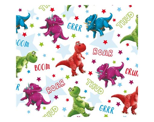 OPEN DINOSAUR GIFTWRAP WITH 12 FREE TAGS 24S