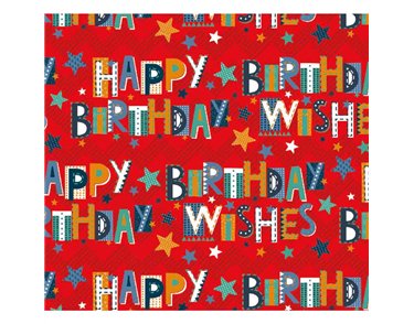 OPEN BIRTHDAY WISHES GIFTWRAP WITH 12 FREE TAGS 24S