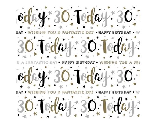AGE 30 GIFTWRAP WITH 12 FREE TAGS 24S