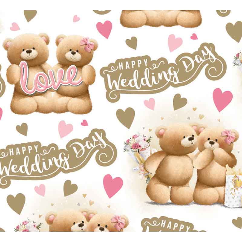 WEDDING DAY AMY & TOM BEAR MULTI SCENE GIFTWRAP WITH 12 FREE TAGS 24S