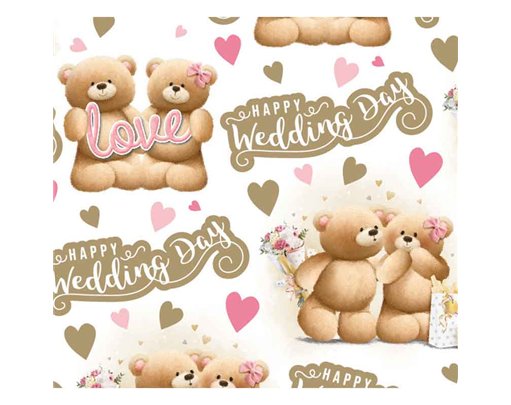 WEDDING DAY AMY & TOM BEAR MULTI SCENE GIFTWRAP WITH 12 FREE TAGS 24S
