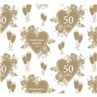 GOLDEN WEDDING ANNIVERSARY HEART GIFTWRAP WITH 12 FREE TAGS 24S