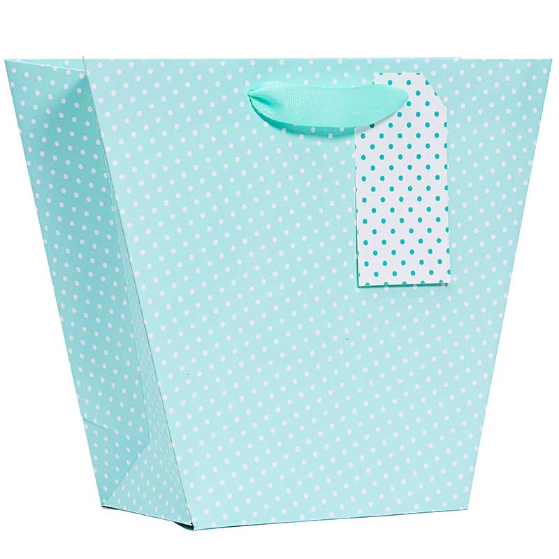 MINT POLKA MEDIUM VASE GIFTBAG 6S